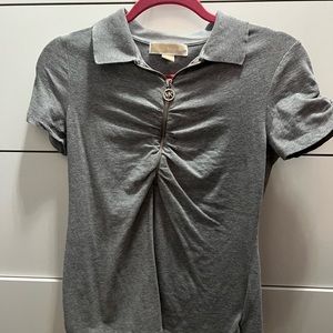Michael Khors fitted runched top half zip top (S)